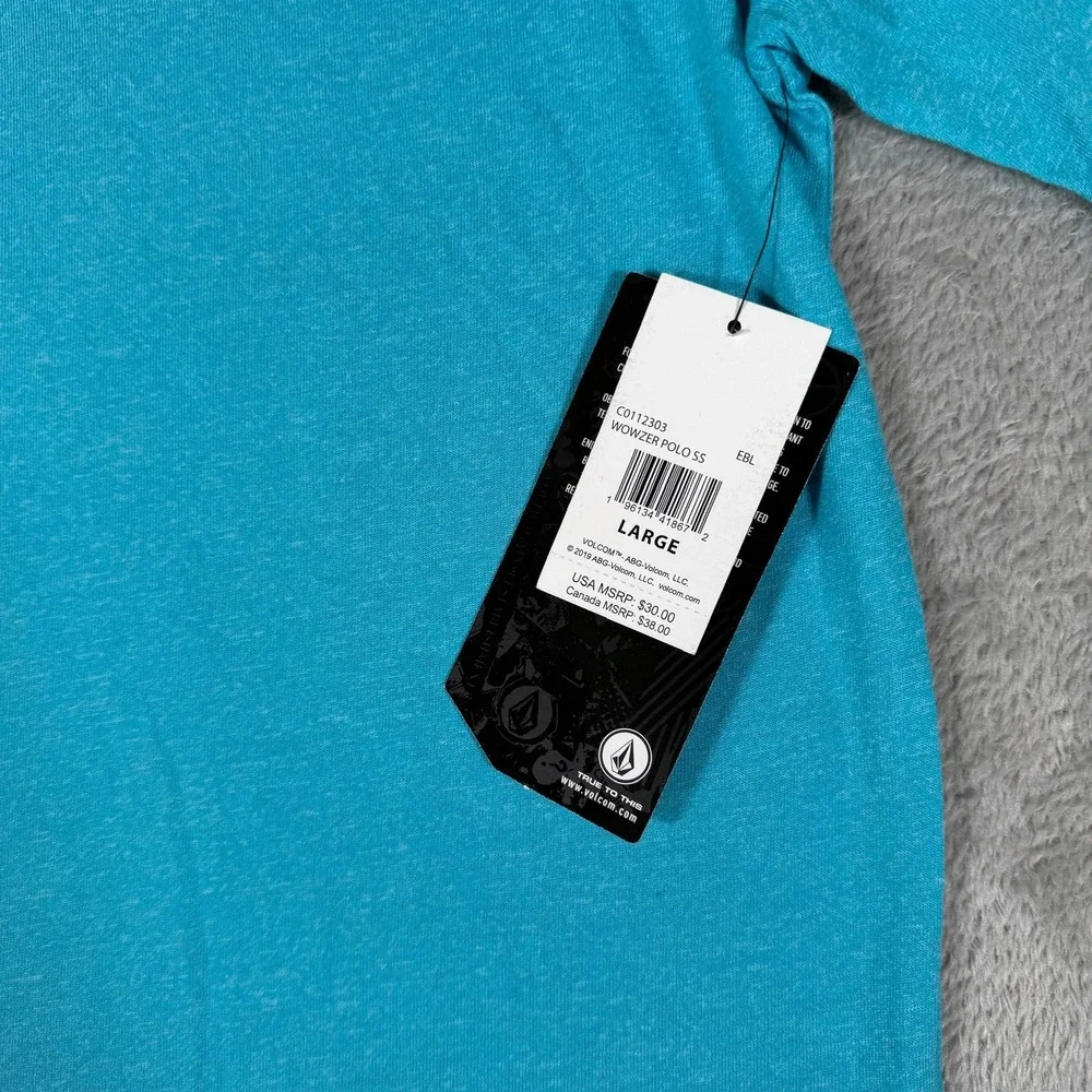 Volcom Wowzer Polo Shirt Youth Large 12-14 Blue‎ Short Sleeve Casual Surf NWT